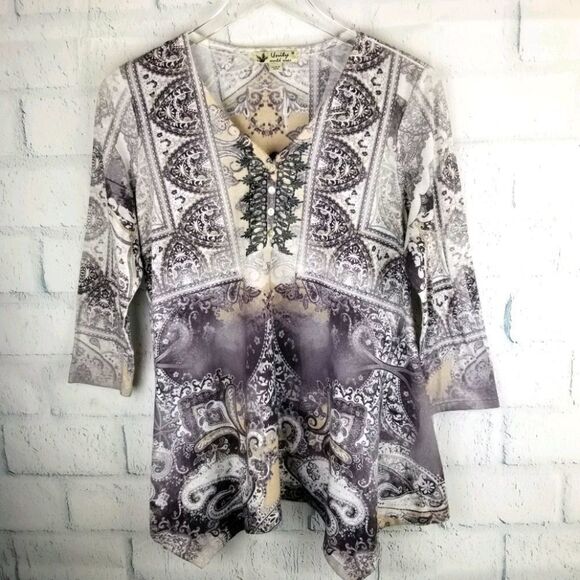 UNITY World Wear Ornate Assymetrical Tunic Top. - Picture 1 of 6